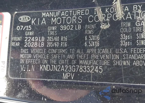 2016 Kia Soul from USA, damaged, VIN KNDJN2A23G7833245